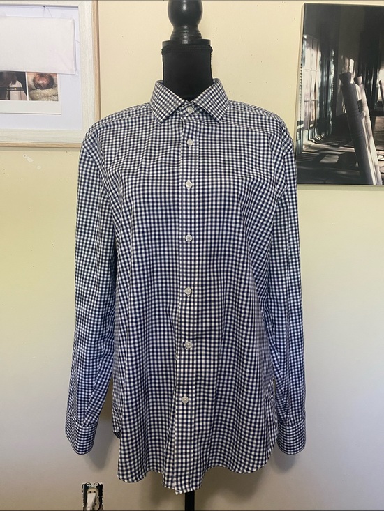 J. Crew Other - J Crew Men's Classic Navy and White Gingham Button-Up Shirt Sz L